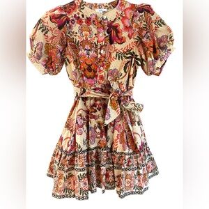 Charming Floral Button-Up Dress with Puff Sleeves